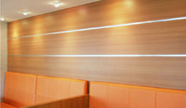 建材用ヘアラインテープ
ハンバーガーチェーン店舗内装用